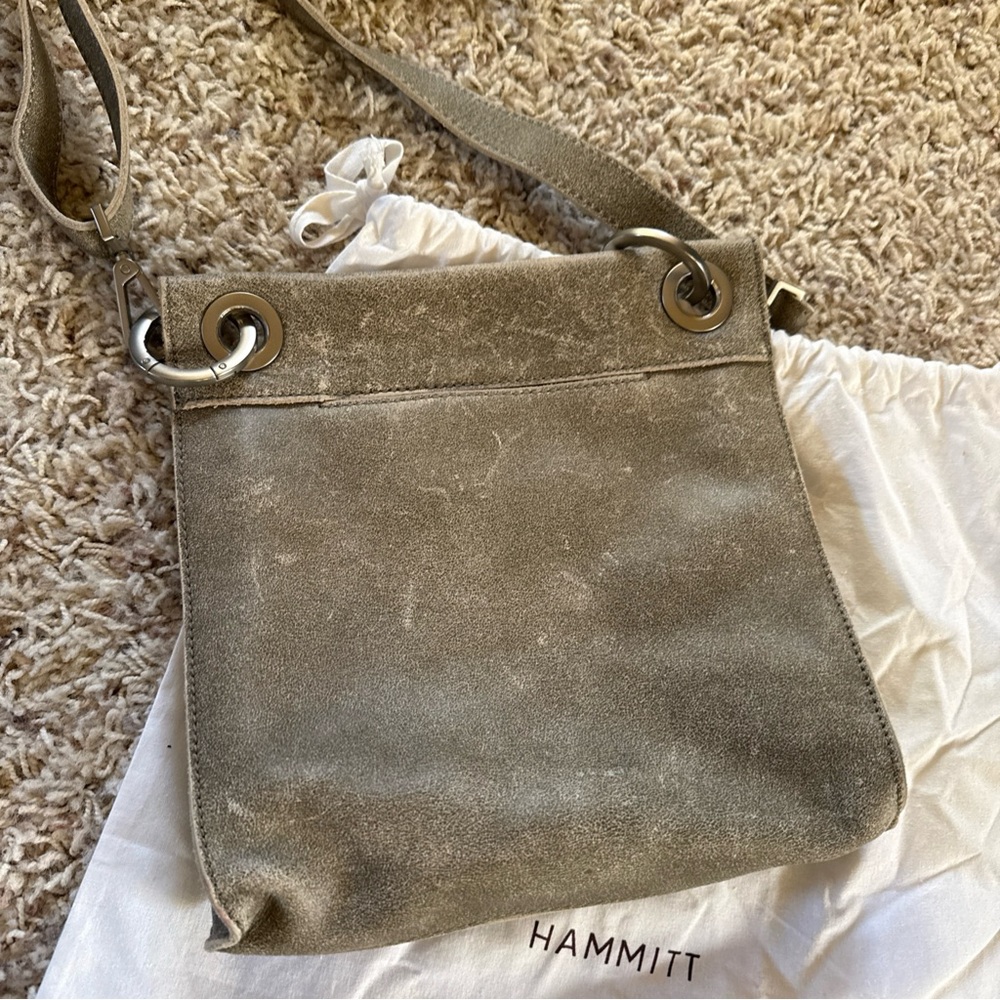 Hammitt Leather Crossbody Bag Brown Grey Gunmetal Grey Hardware - Picture 6 of 6
